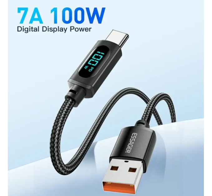 Кабель  USB - Type-c 100W Essager Display PD QC4.0 FCP AFC - 1m