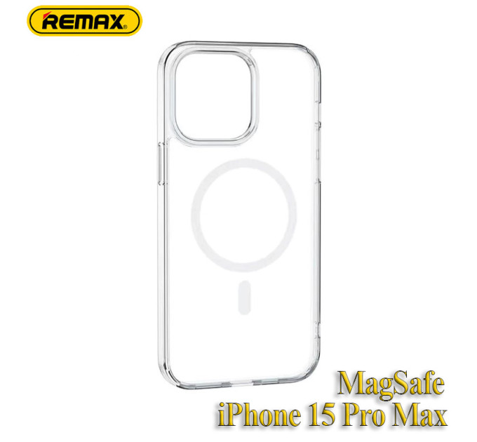 Прозорий чохол iPhone 15 Pro Max MagSafe Remax Crys Series Magsafe Magnetic Phone Case RM-1690