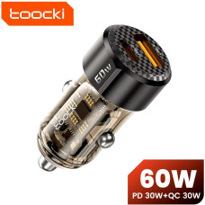 Автомобільний зарядний пристрій 60W Toocki PD+QC 1C+1A Fast Car Charger