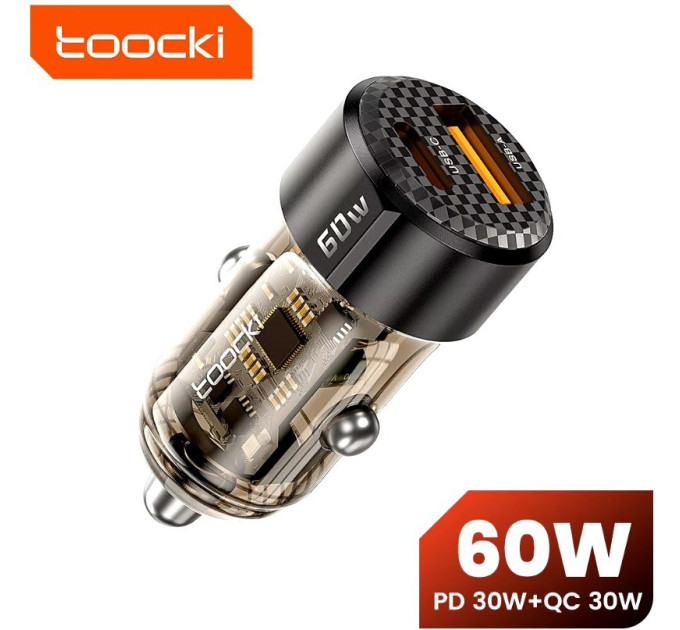 Автомобильное зарядное устройство 60W Toocki PD+QC 1C+1A Fast Car Charger Автомобильное зарядное устройство 60W Toocki PD+QC 1C+1A Fast Car Charger
