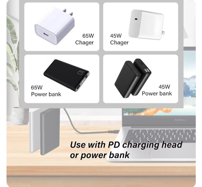 DC-DC Кабель Type-c 12V підвищуючий перетворювач з type-c 5 вольт на 12 вольт для роутера від powerbank