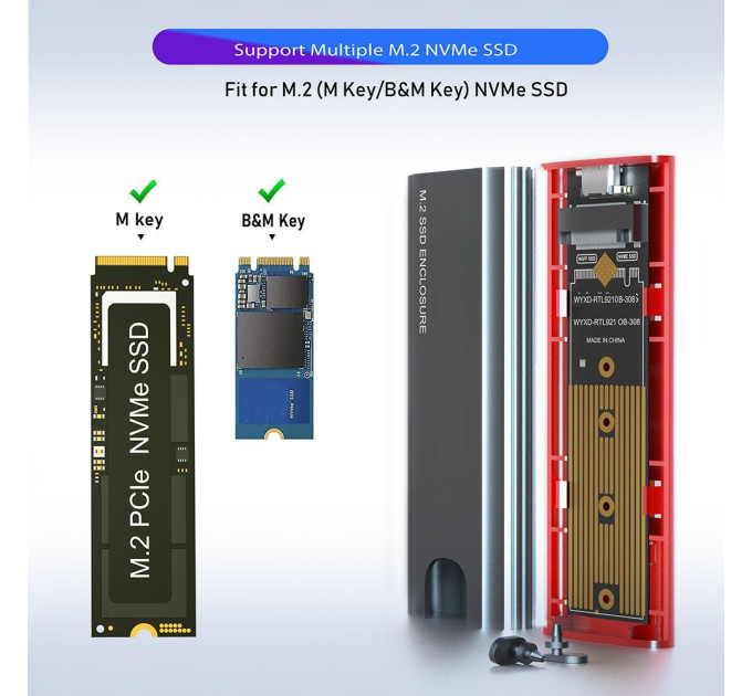 Зовнішня кишеня m.2 nvme SSD USB 3.0 - Type-C SmartGo