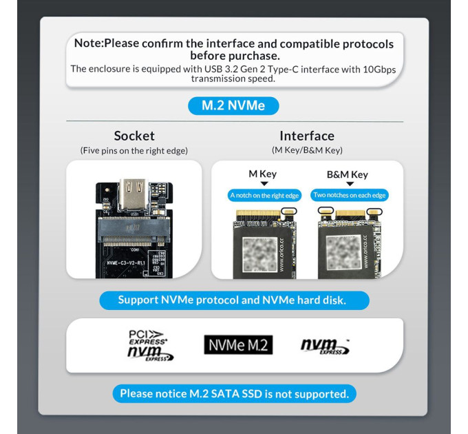 Зовнішня кишеня m.2 nvme SSD USB 3.0 - Type-C SmartGo