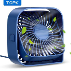 USB вентилятор портативный TOPK синий, 3 скорости. USB вентилятор портативный TOPK синий, 3 скорости.