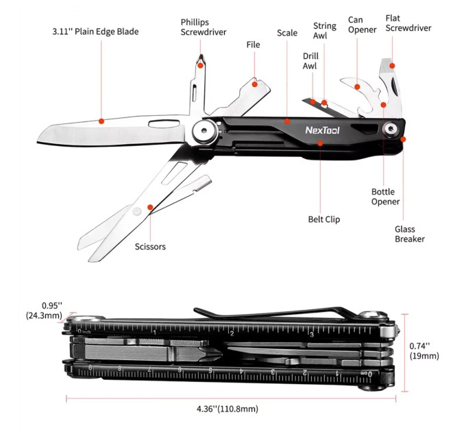 Мультитул Xiaomi NexTool Knight EDC Multifunctional Knife (NE20224)