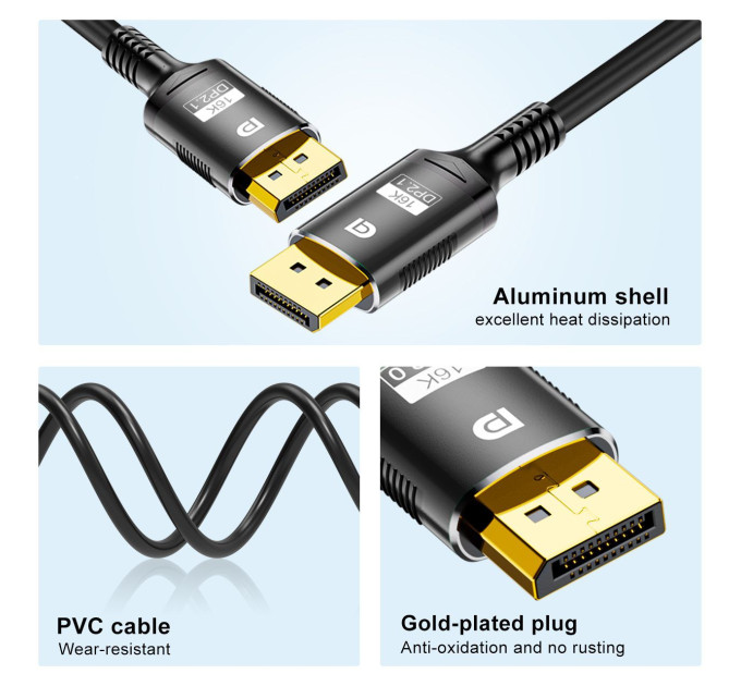 Кабель DisplayPort - DisplayPort 2.1 16K 1м SmartGo