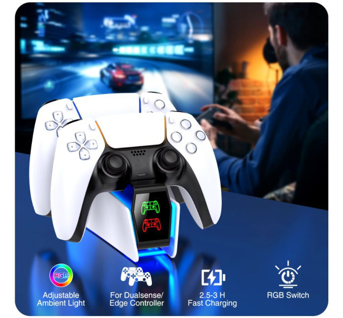 Зарядна док-станція з RGB-підсвіткою для PlayStation 5 PS5