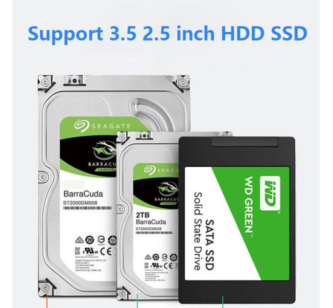 Перехідник SATA - USB 3.0 для жорсткого диску HDD SSD 3.5'' 2.5'' з Блоком живленяя SmartGo