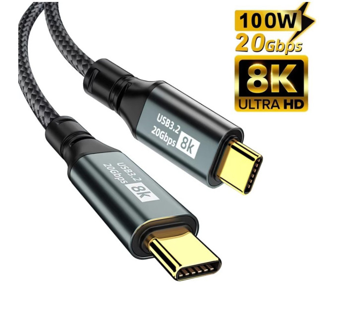 Кабель  Type-c - Type-c Usb 3.2 Type-C Gen2 20Gbps 8K @ 60Hz 100W AV audio video. SmartGo Дата кабель