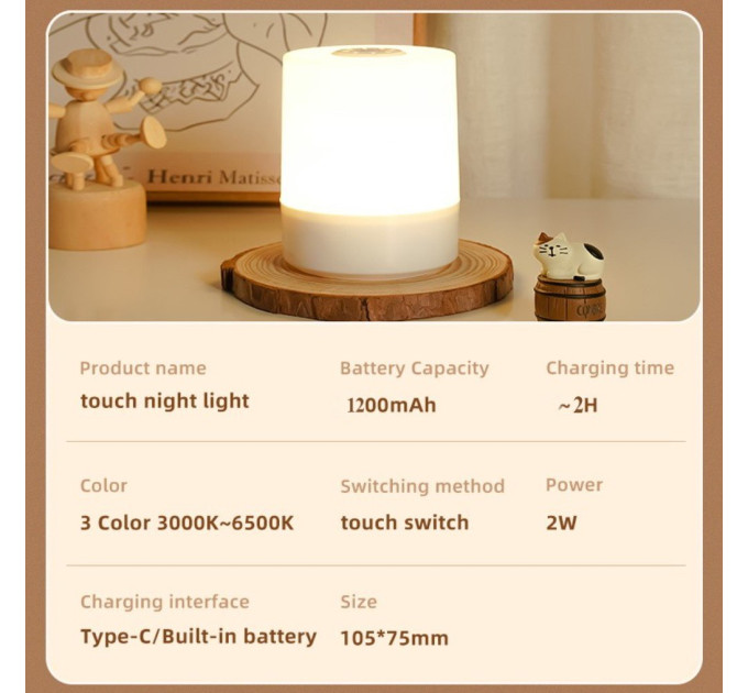 Портативна Лампа Нічник Ліхтар LedLine Type-C V1.2. З пультом Д,У. Type-C