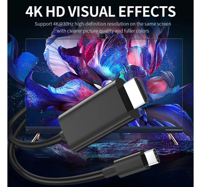 Кабель Type-C - HDMI 4К 1.8м SmartGO Thunderbolt 3 SmartGo